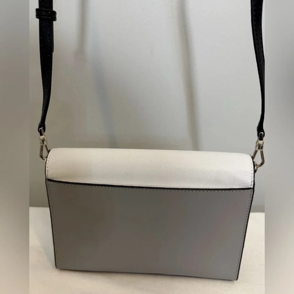 Kate Spade Carson Color Block Black Gray and White Leather Crossbody Bag